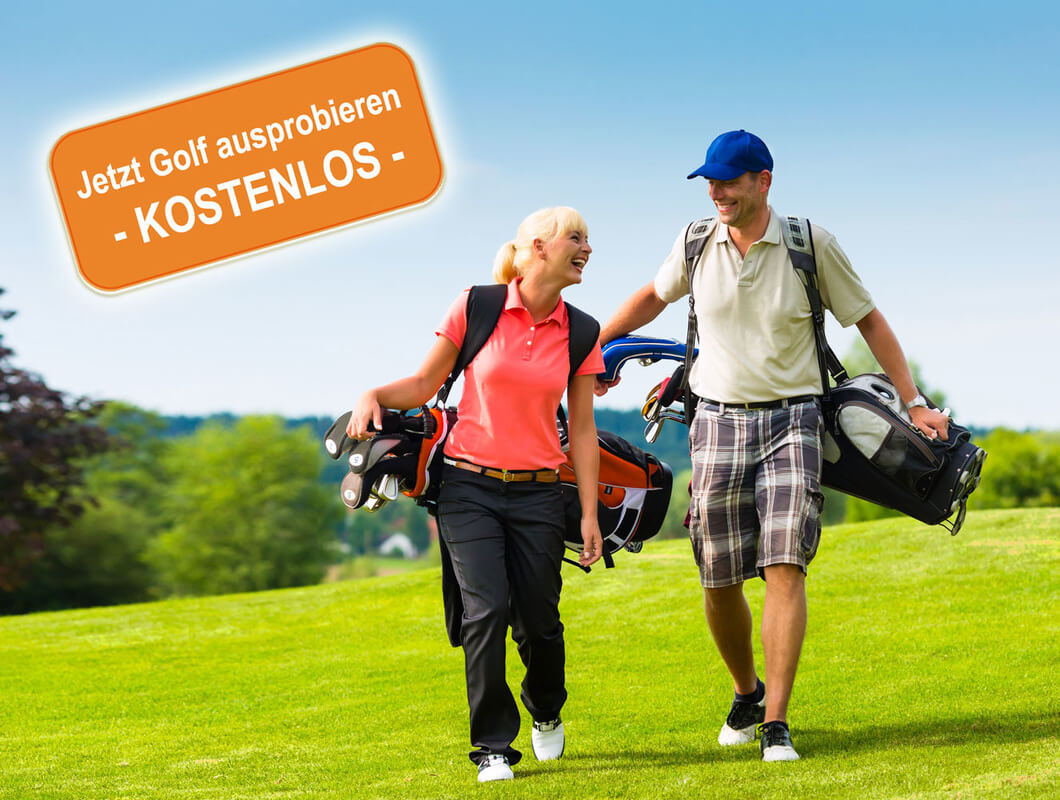 Golf Schnupperkurs in der Golfschule jeden Sonntag um 14.00 Uhr kostenlos! Platzreife Golfkurs Angebot.